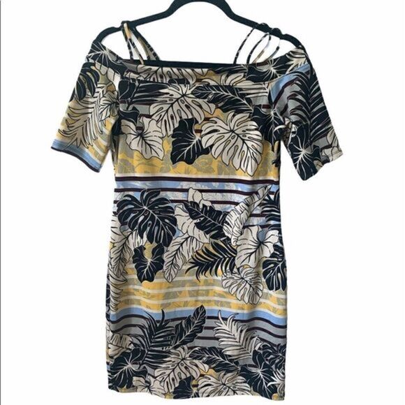 H&M Floral Cold Shoulder Dress Size L - Picture 2 of 9